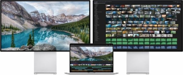 MacBook Pro 16" одновременно может выводить изображение на 2 дисплея 6K, четыре 4K или один 5K и три 4K