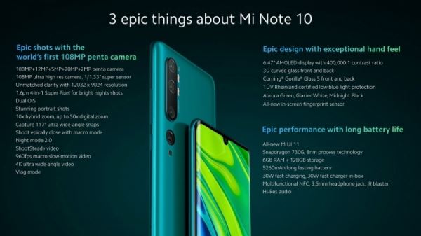 Xiaomi представила Mi Note 10 и 10 Pro — 108-Мп камерофоны по внушительной цене